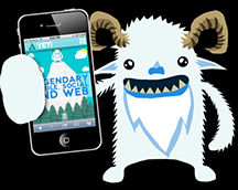 A yeti holding a smartphone