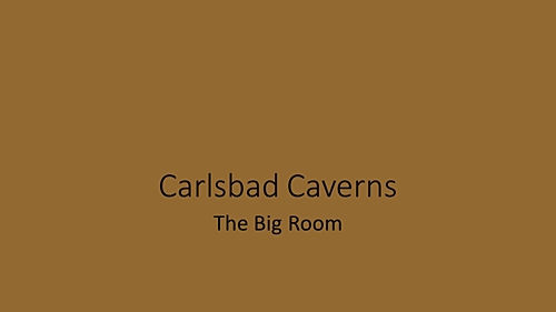 A title slide saying Carlsbad Cavers The Big Room.
